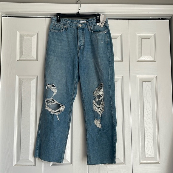 forever 21 premium Baggy Fit Mid Wash Straight leg high-rise button fly denim - Picture 1 of 7